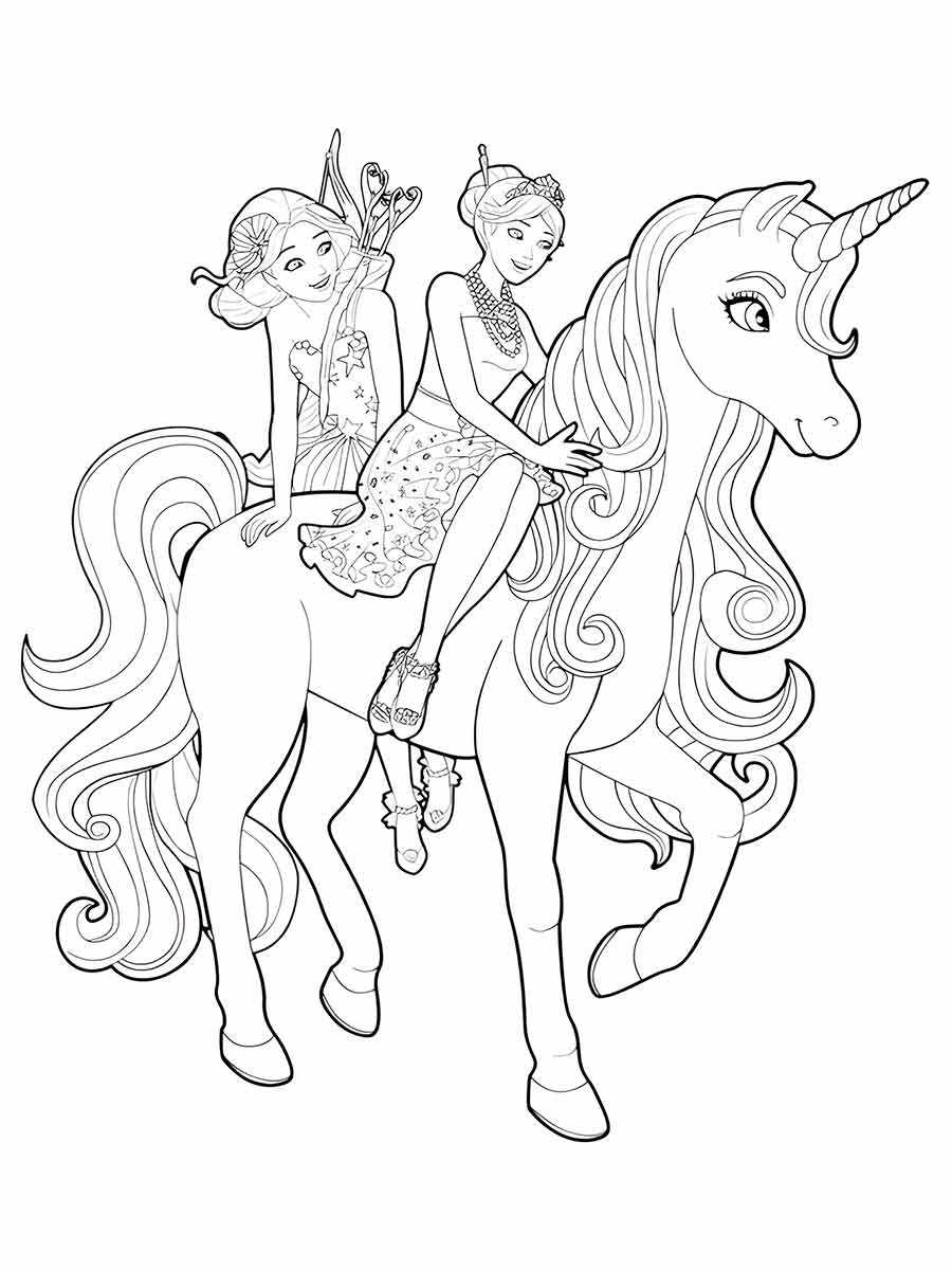 barbie com unicornio magico para colorir 68