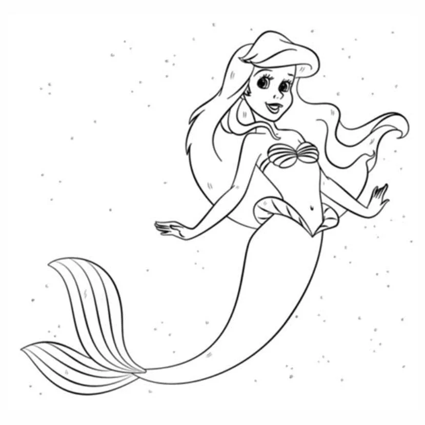 desenho da ariel para colori