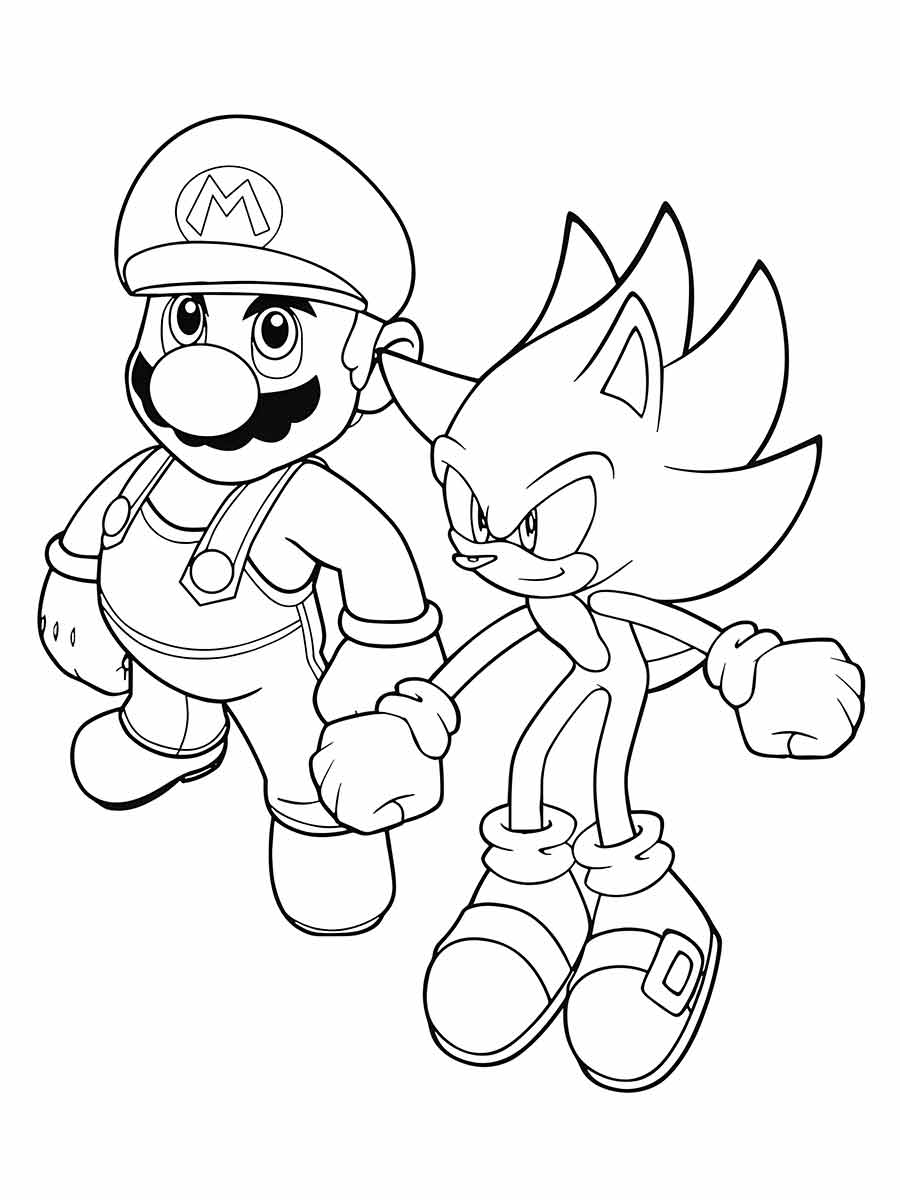 desenho de mario sonic para colorir