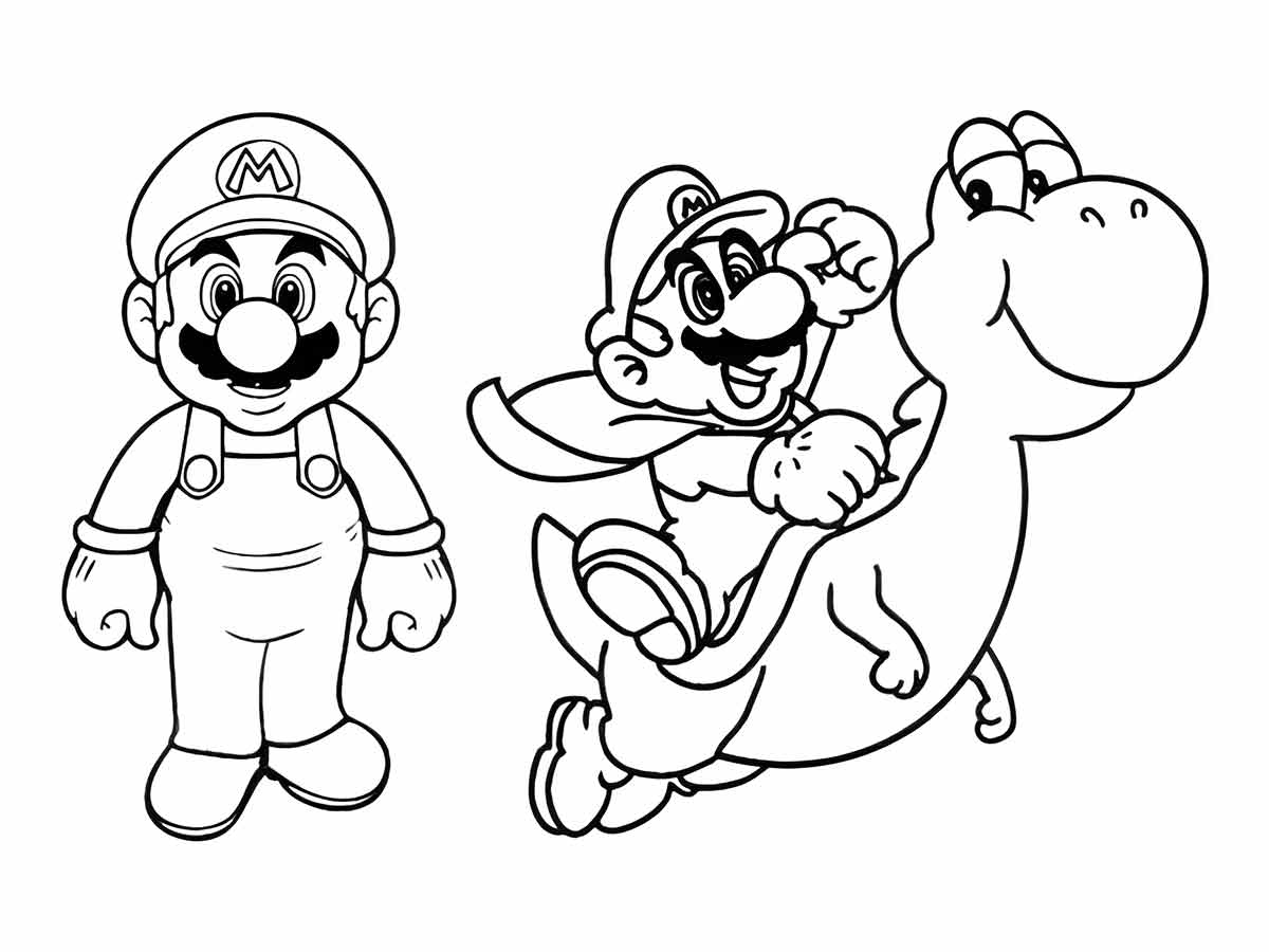 desenho de mario yoshi para colorir