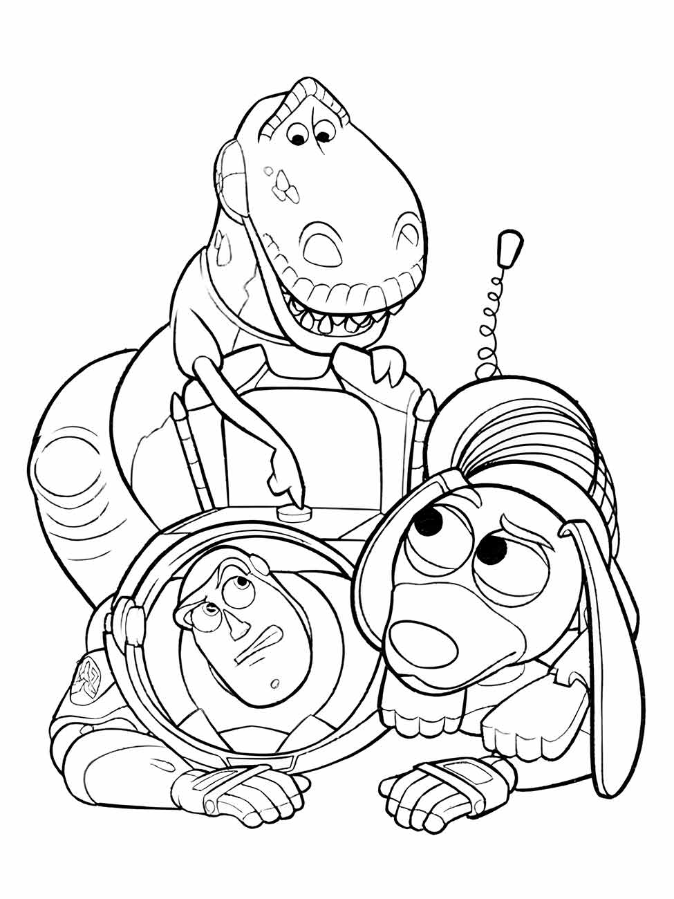 desenho de rex slinky e buzz lightyear para colorir