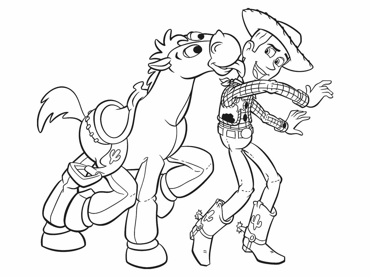 desenho de woody e bullseye para colorir