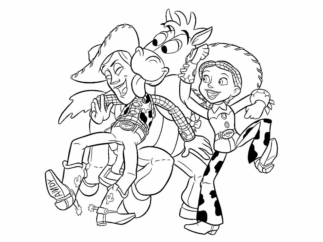 desenho de woody e jessie bullseye para colorir