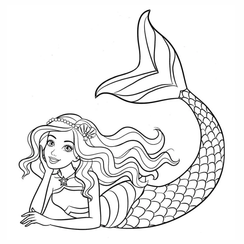 desenho para colorir barbie sereia