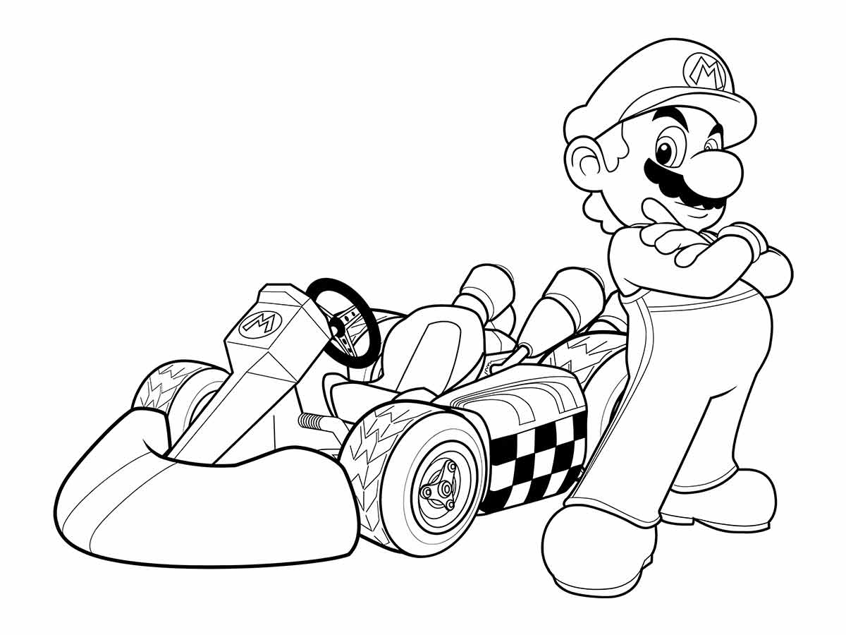 mario bros car para colorir