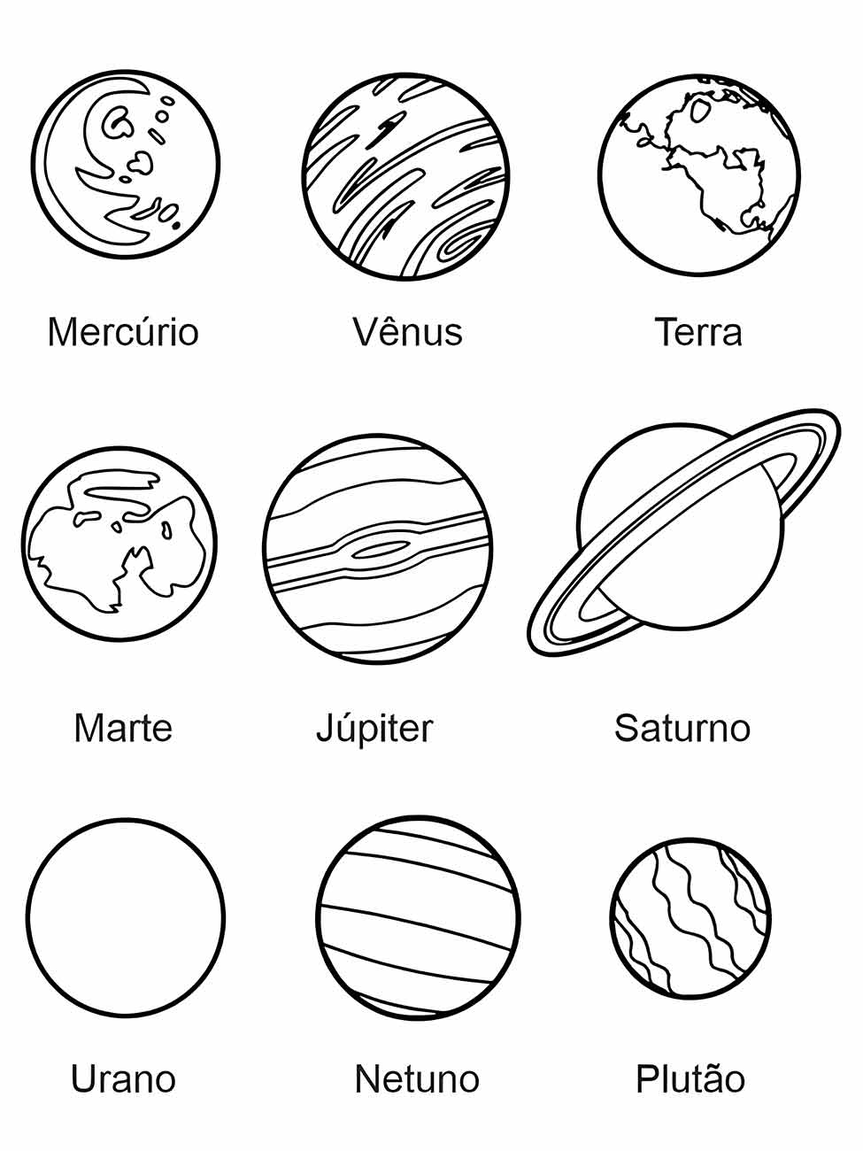 planetas para colorir