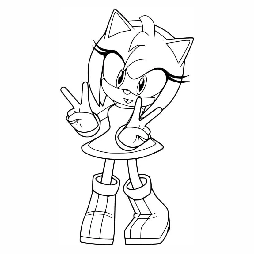 sonic amy rose para colorir 1