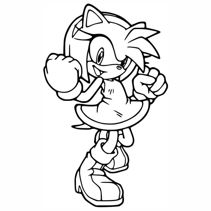 sonic amy rose para colorir