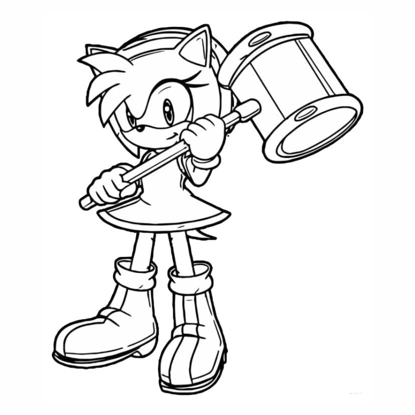 sonic para colorir amy rose martelo