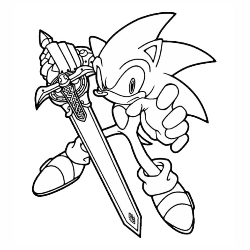 sonic para colorir espada