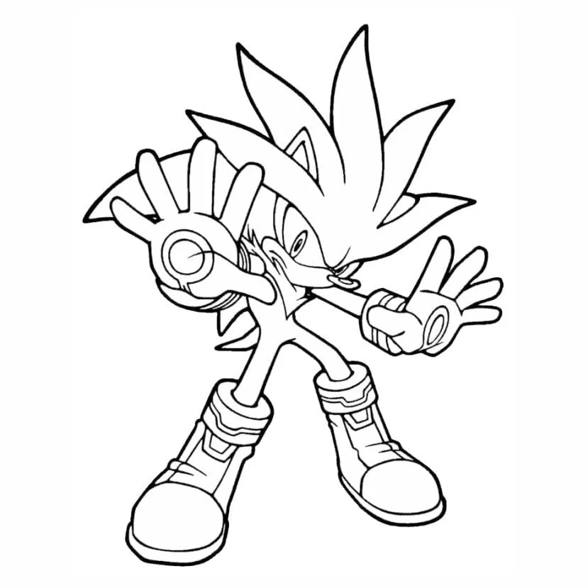 sonic para colorir silver the hedgehog 1