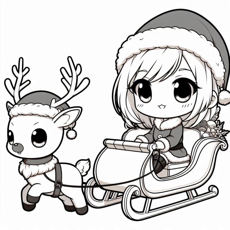 desenho natal kawaii menina rena