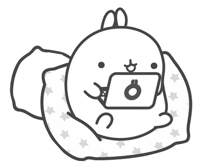 Molang joga com o computador