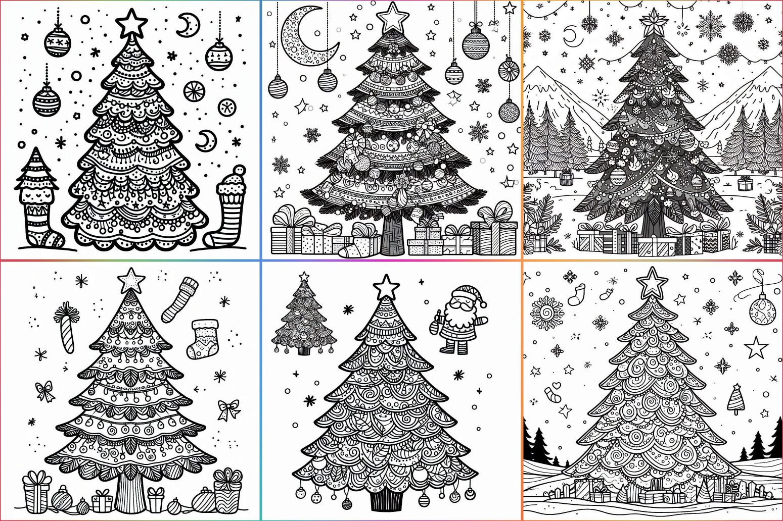 26 Desenhos de Árvore de Natal para colorir