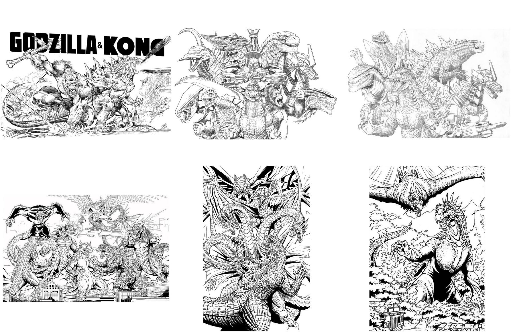 Godzilla & Kong para colorir