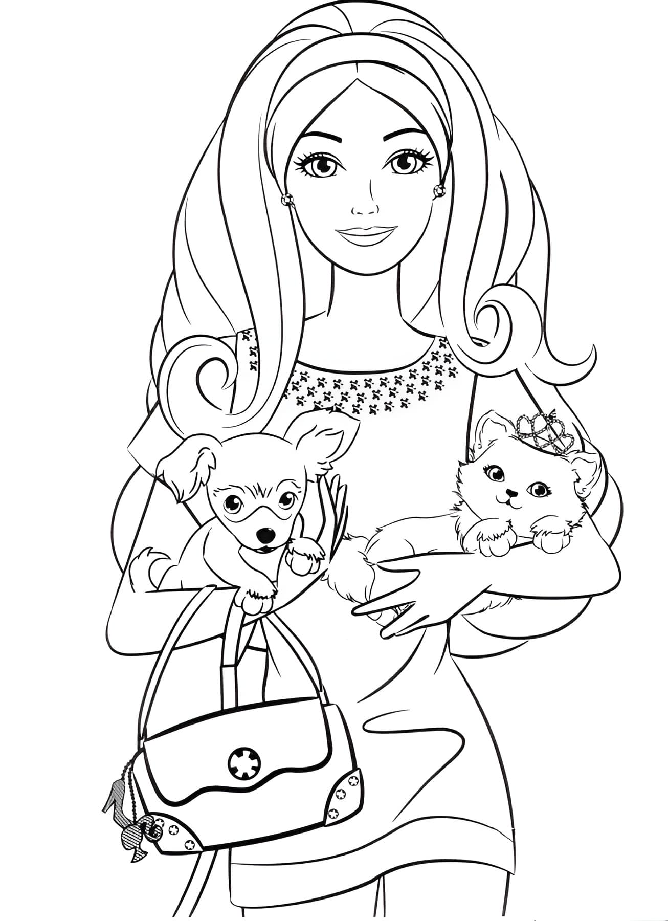 desenho da barbie baba de cachorro para colorir