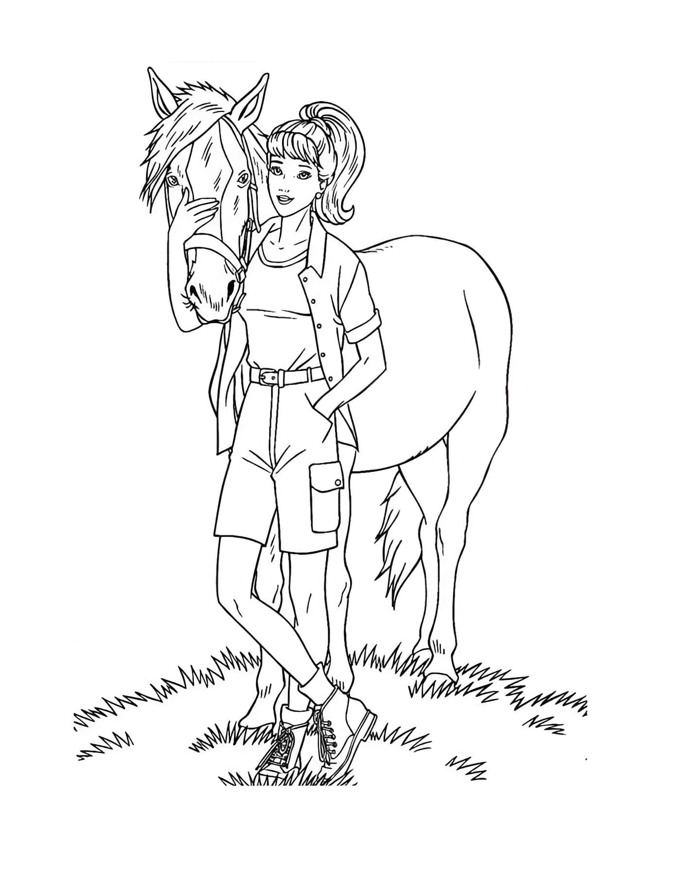 desenho da barbie com cavalo para colorir 1