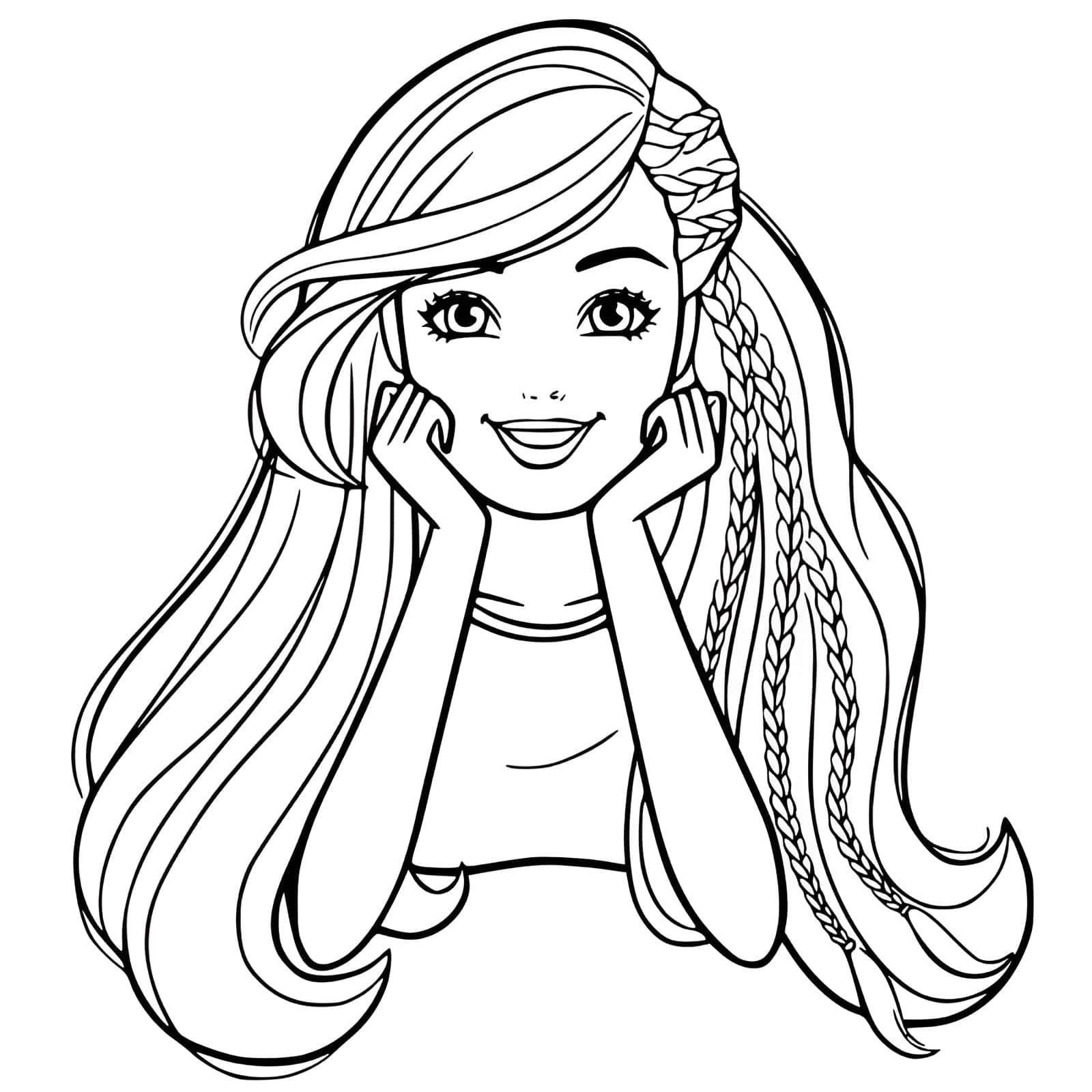 desenho da barbie com trancas para colorir