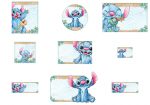 etiquetas Etiqueta Escolar Stitch Azul para imprimir