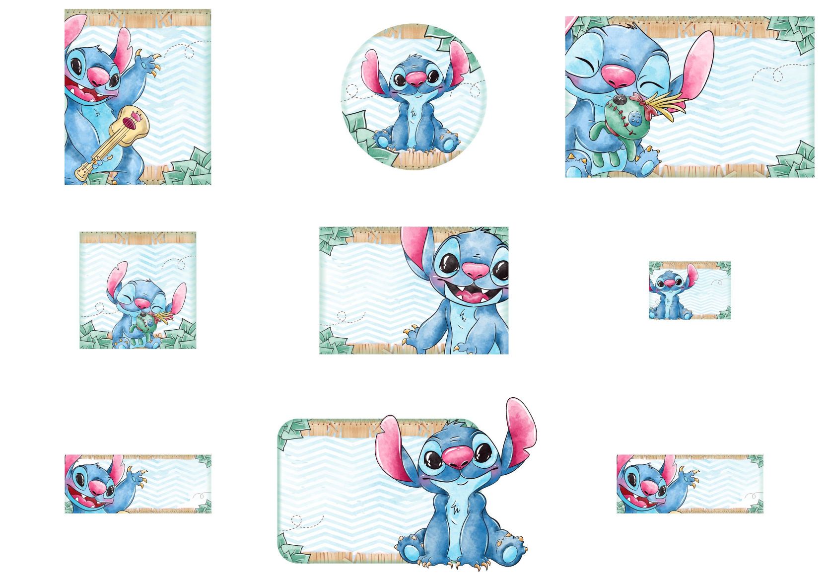 Etiqueta Escolar Stitch Azul para imprimir