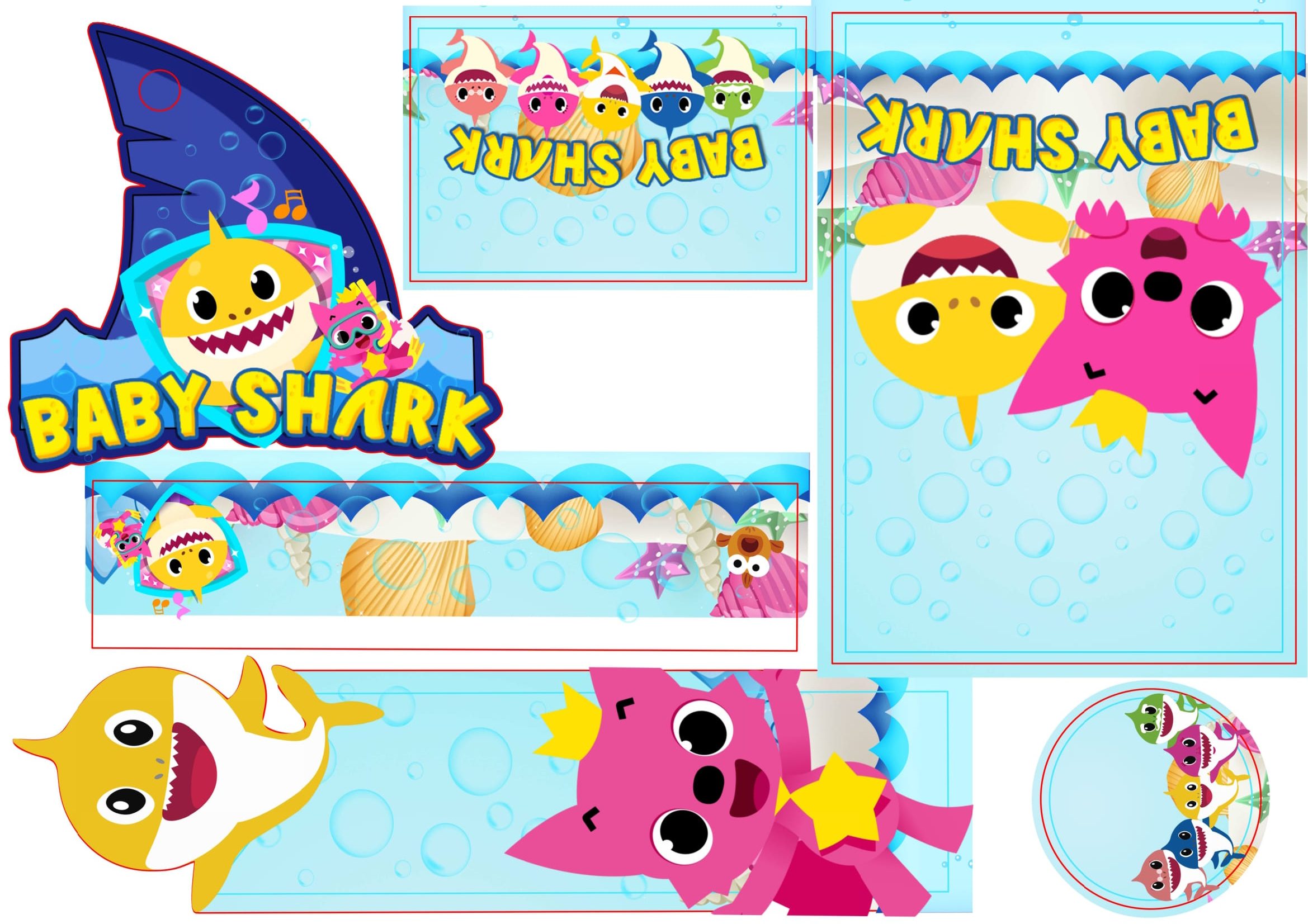 Etiqueta escolar Baby Shark para imprimir