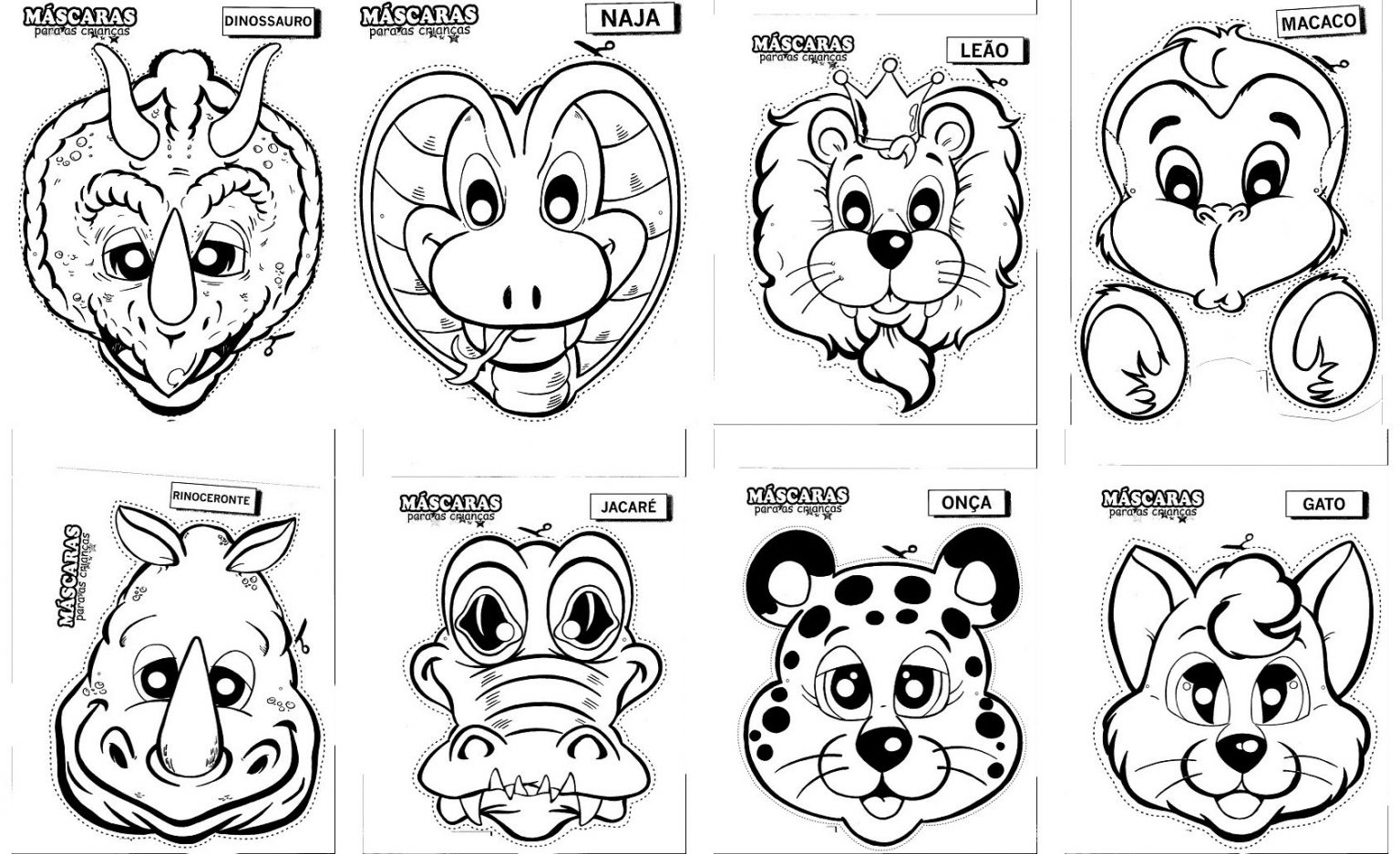 Máscaras de animais para imprimir