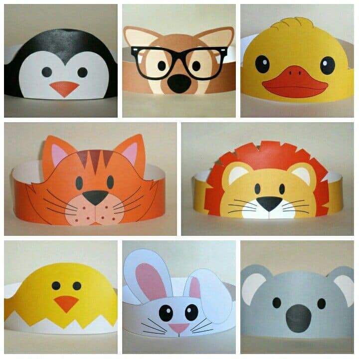 Coroa de animais para imprimir e colorir