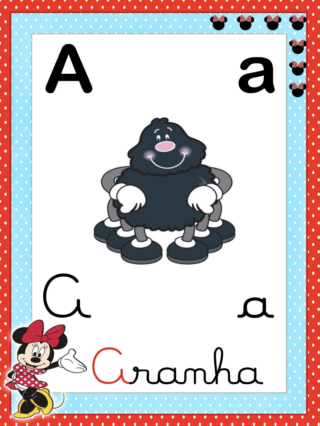 Letra 1 - Alfabeto 4 Letras Ilustrado Mickey e Minnie para Imprimir para imprimir