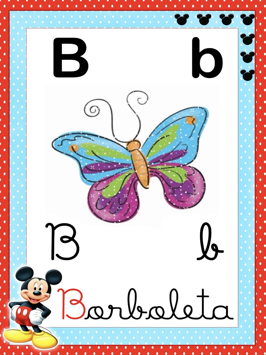 Letra 2 - Alfabeto 4 Letras Ilustrado Mickey e Minnie para Imprimir para imprimir