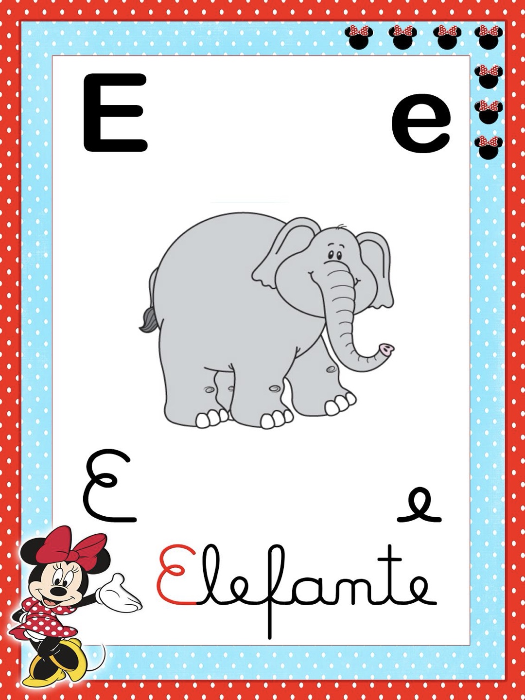 Letra 5 - Alfabeto 4 Letras Ilustrado Mickey e Minnie para Imprimir para imprimir