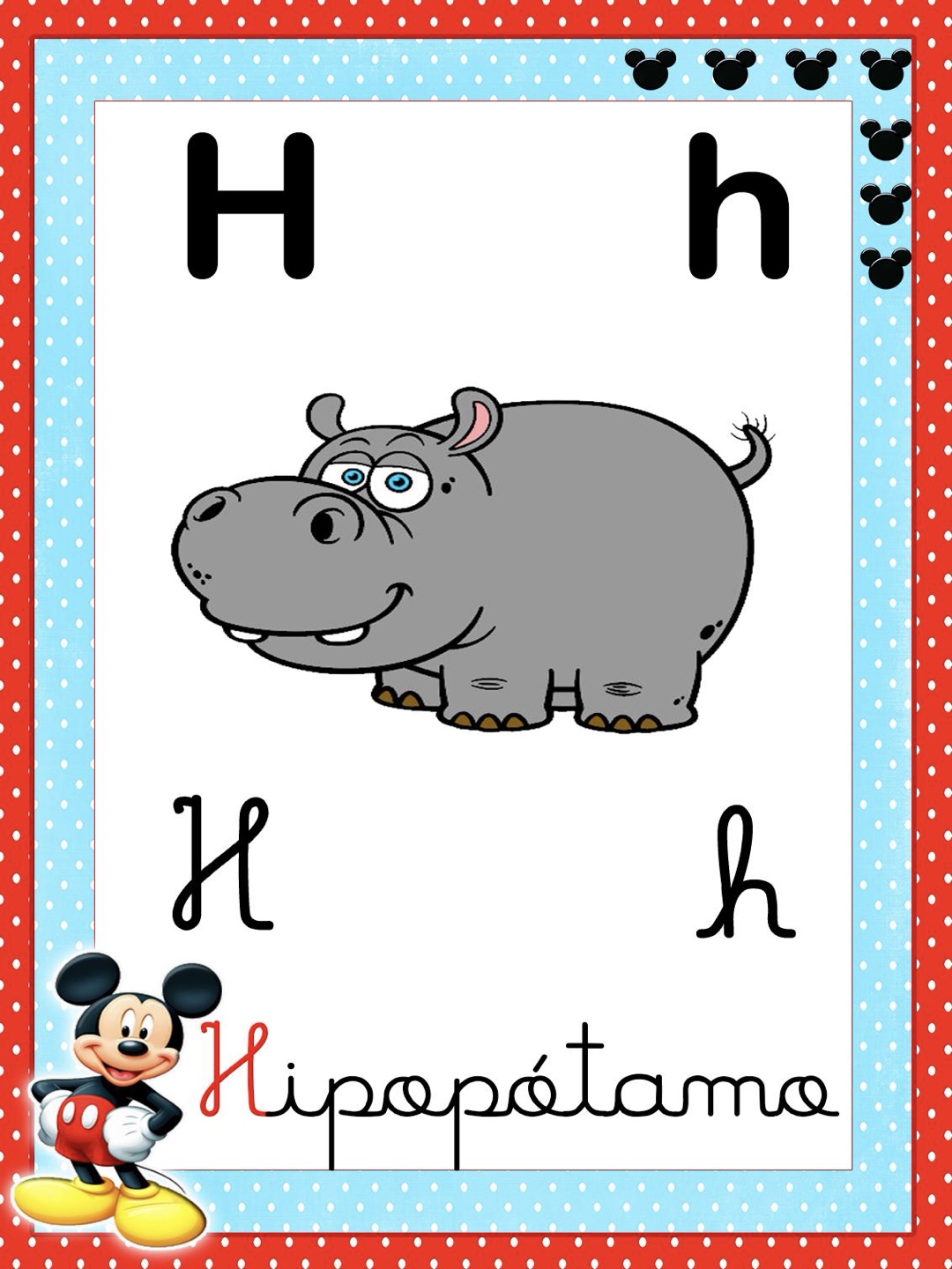Letra 8 - Alfabeto 4 Letras Ilustrado Mickey e Minnie para Imprimir para imprimir