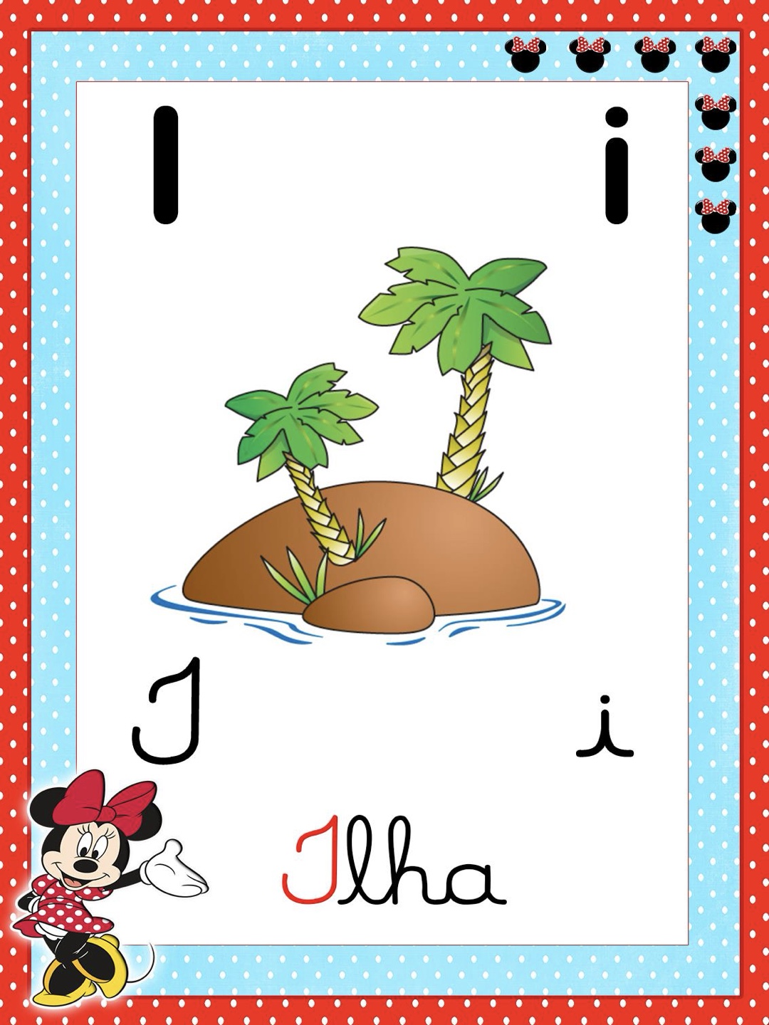 Letra 9 - Alfabeto 4 Letras Ilustrado Mickey e Minnie para Imprimir para imprimir