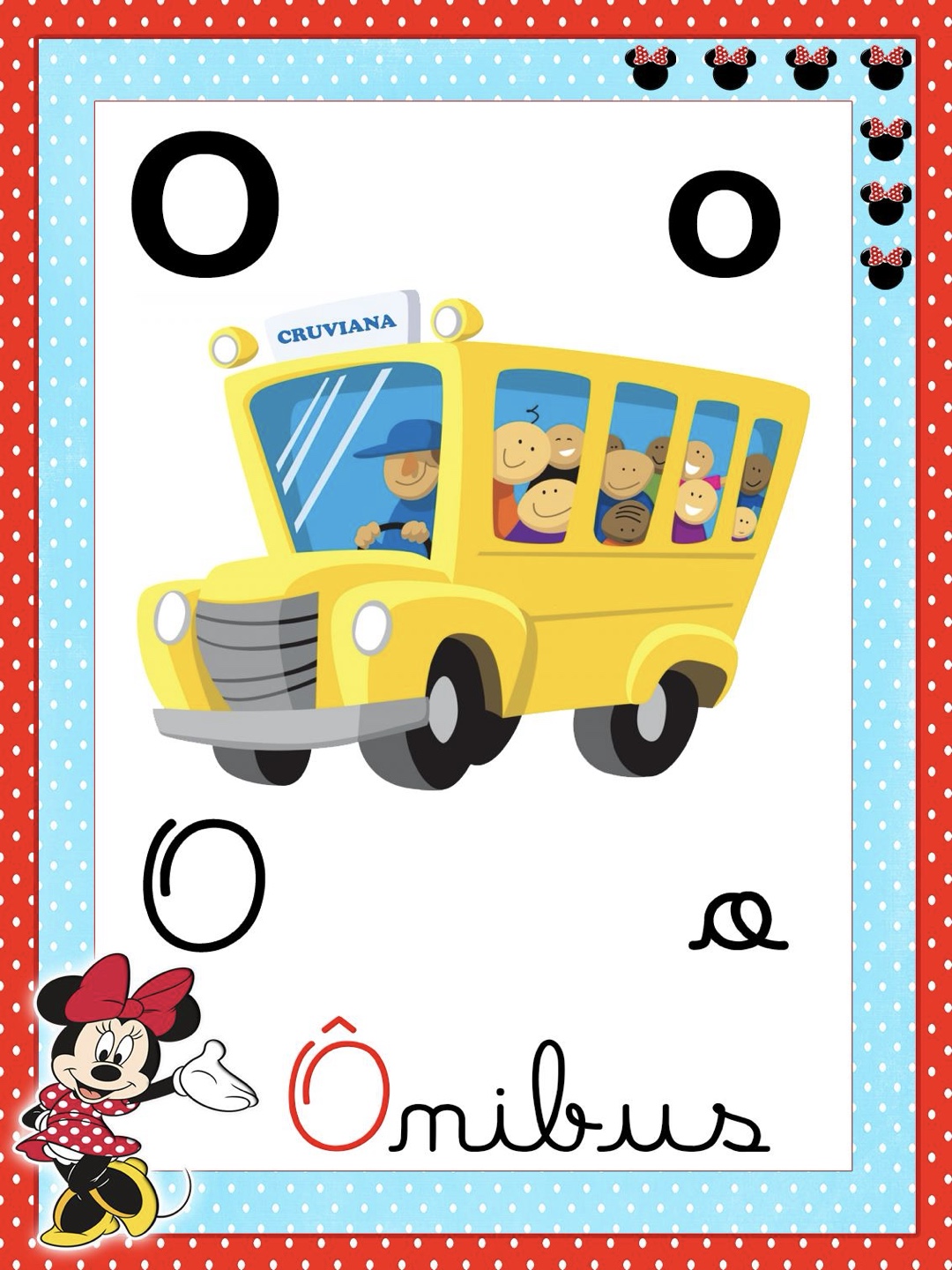 Letra 15 - Alfabeto 4 Letras Ilustrado Mickey e Minnie para Imprimir para imprimir