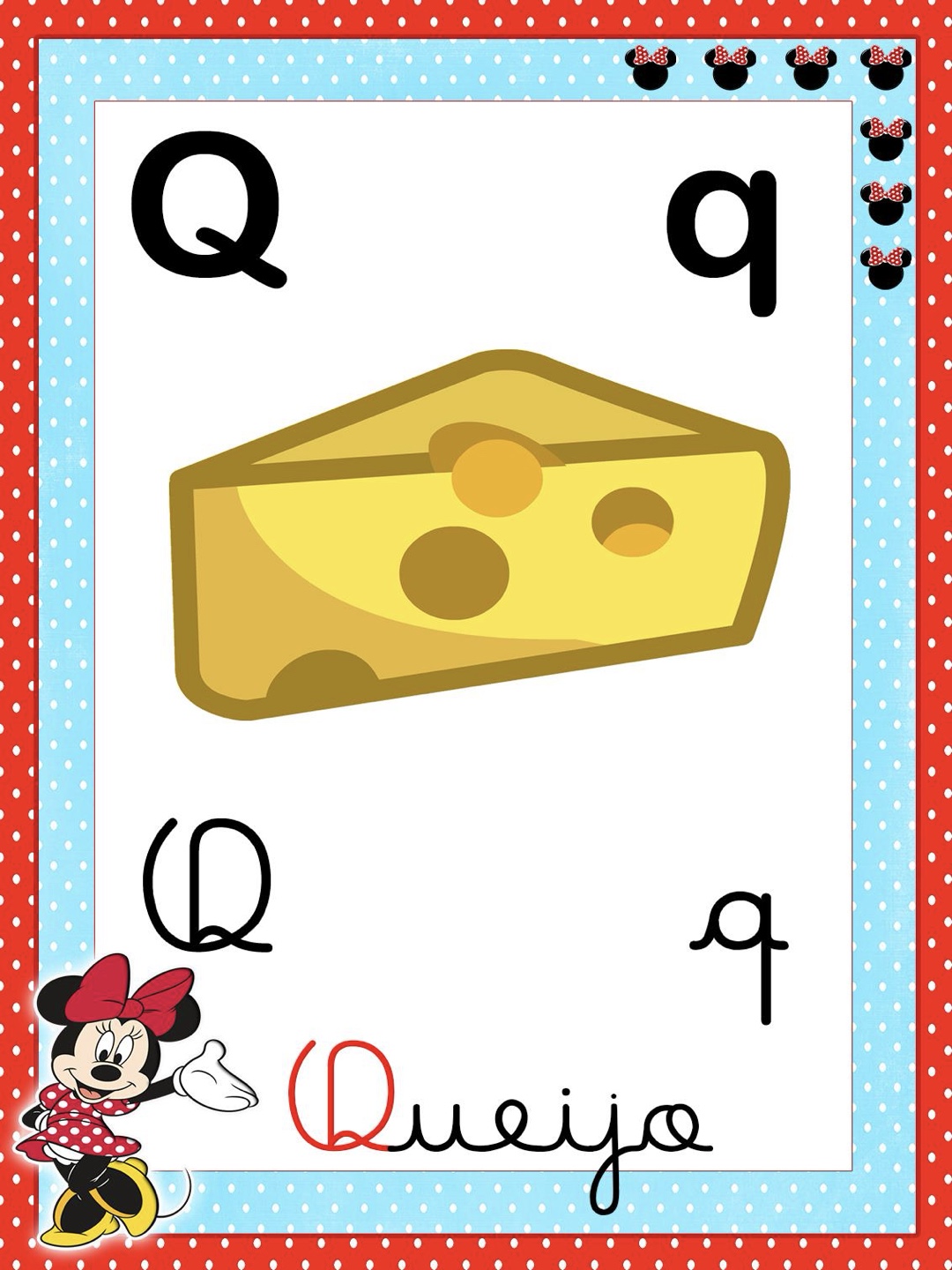 Letra 17 - Alfabeto 4 Letras Ilustrado Mickey e Minnie para Imprimir para imprimir