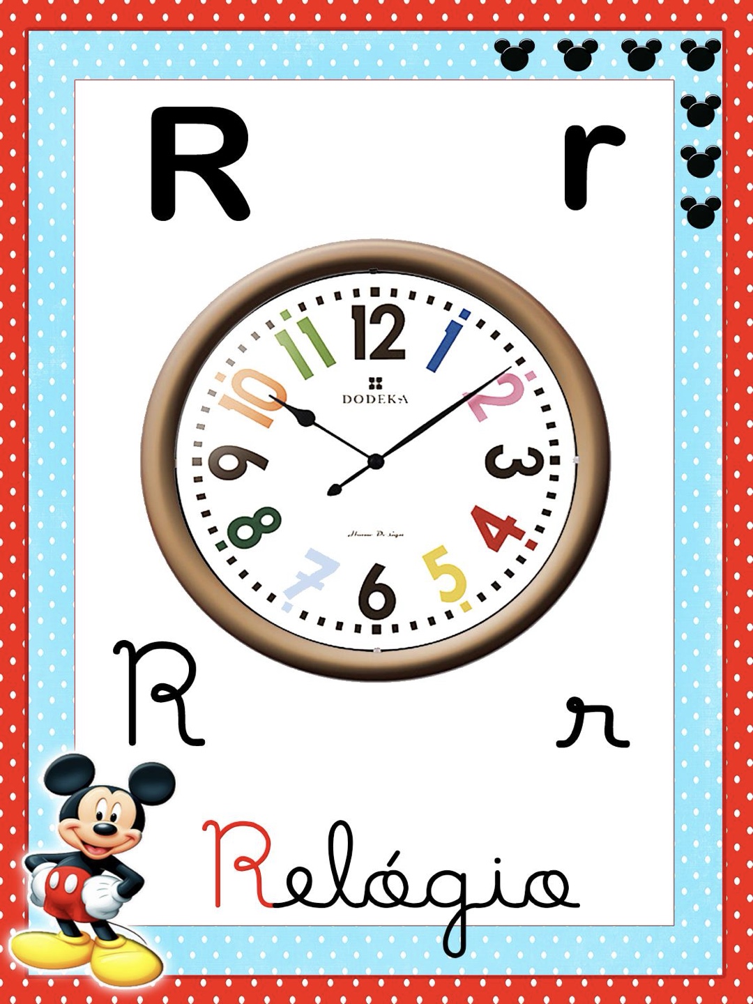 Letra 18 - Alfabeto 4 Letras Ilustrado Mickey e Minnie para Imprimir para imprimir