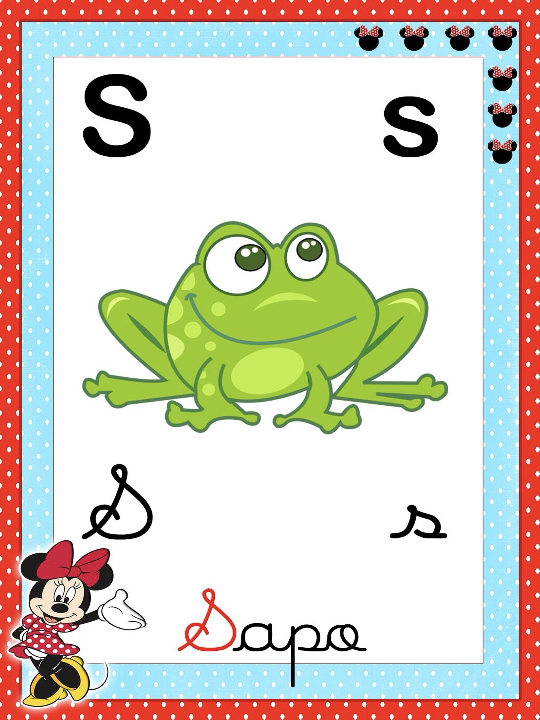 Letra 19 - Alfabeto 4 Letras Ilustrado Mickey e Minnie para Imprimir para imprimir