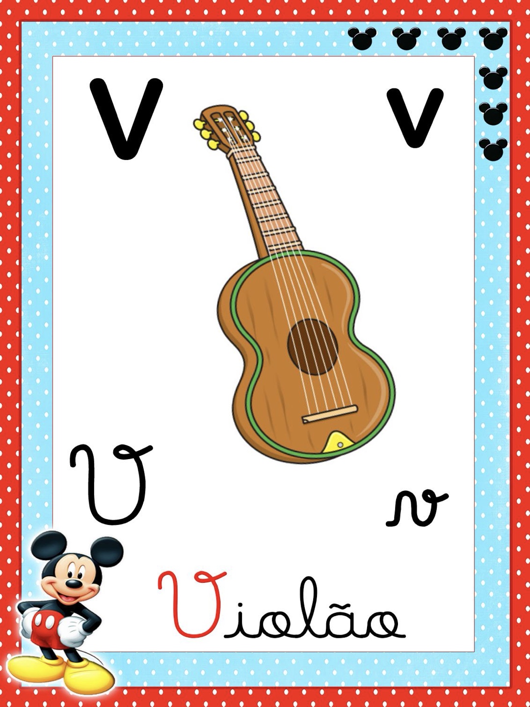 Letra 22 - Alfabeto 4 Letras Ilustrado Mickey e Minnie para Imprimir para imprimir