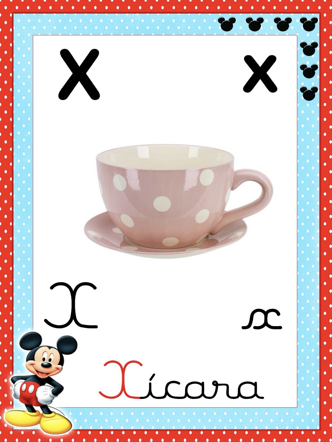 Letra 24 - Alfabeto 4 Letras Ilustrado Mickey e Minnie para Imprimir para imprimir