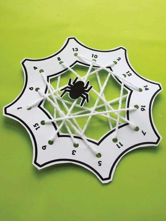 Atividade de alinhavo de teia de aranha com números para imprimir - Capa