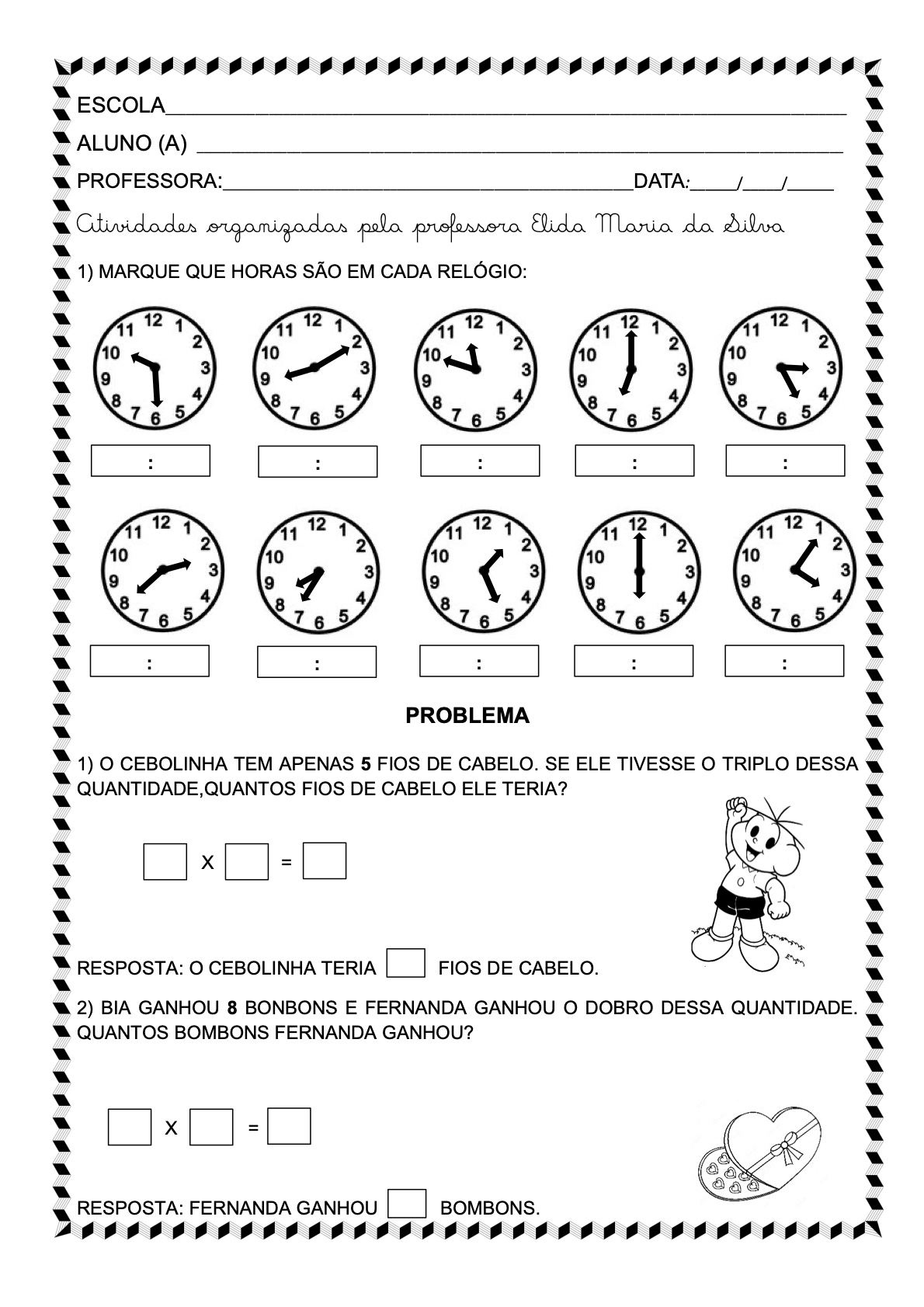 Atividade 6 - Atividades Aprendendo as Horas e Medidas de Tempo para Imprimir para imprimir