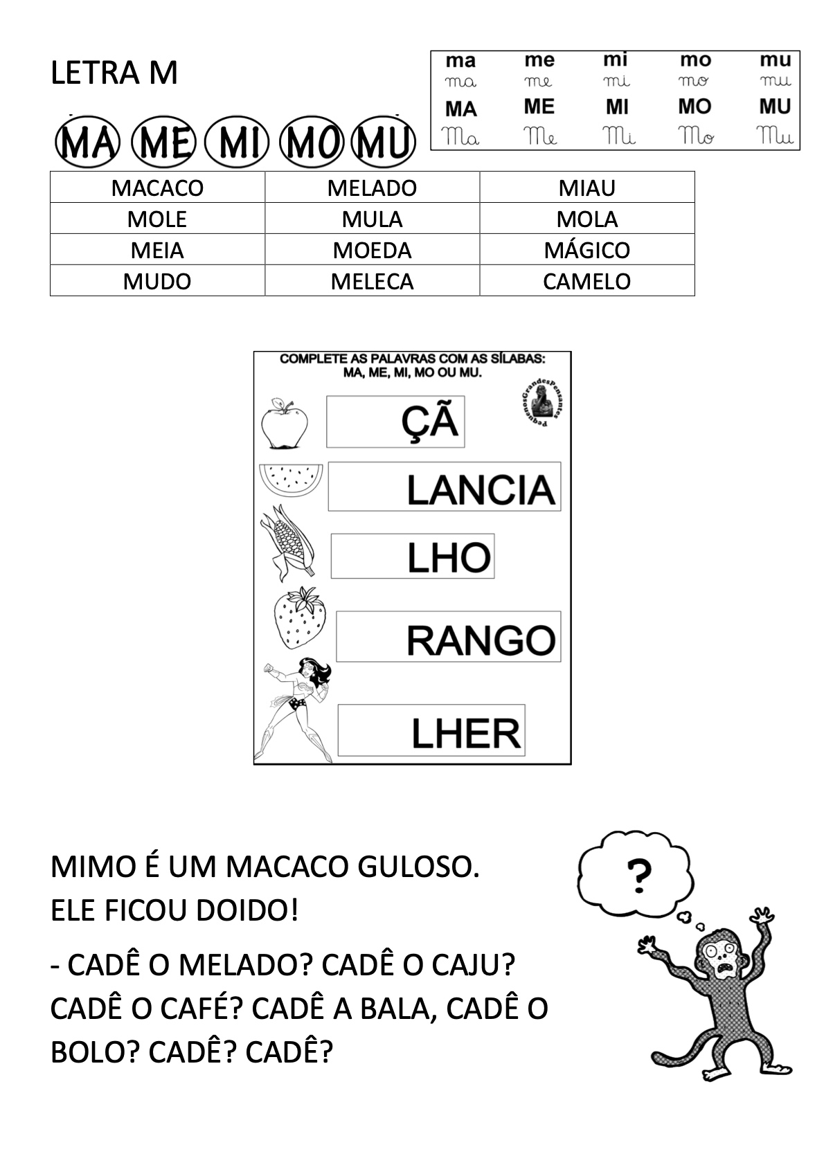 Atividade 16 - Atividades de Alfabetização Infantil para Imprimir – Caderno 4 para imprimir