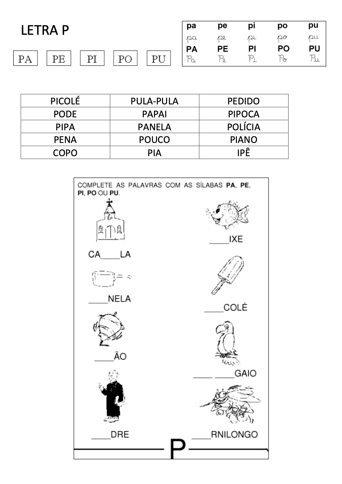 Atividade 20 - Atividades de Alfabetização Infantil para Imprimir – Caderno 4 para imprimir