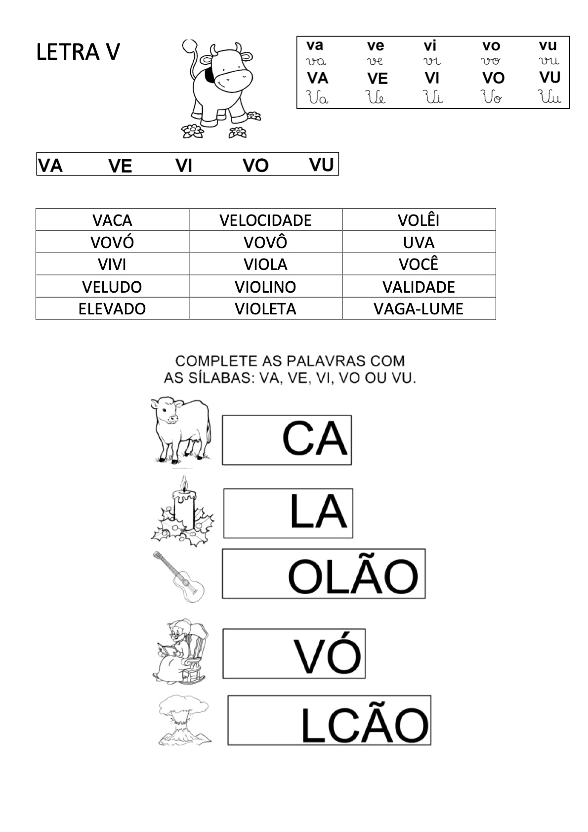 Atividade 24 - Atividades de Alfabetização Infantil para Imprimir – Caderno 4 para imprimir