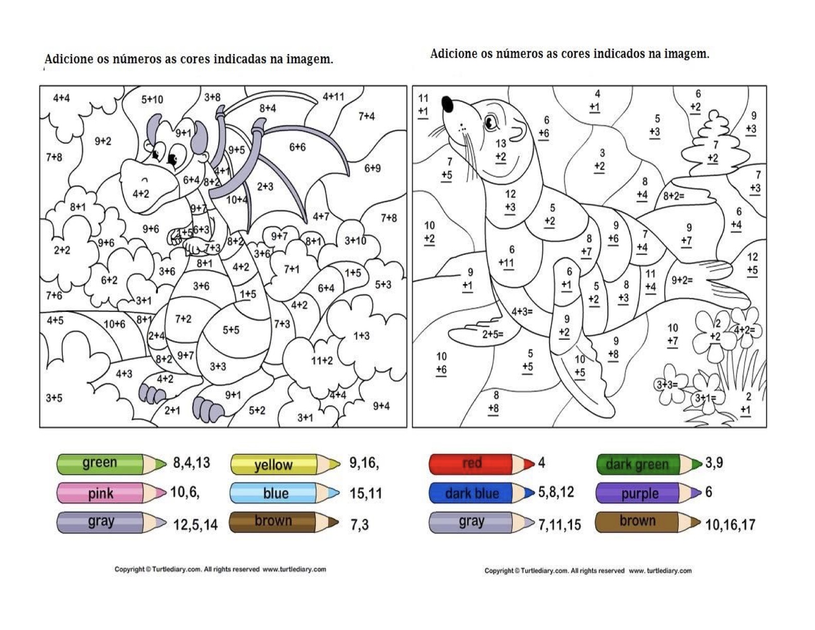 Folha de Atividade 12 - Atividades lúdicas de matemática: 4 operações resolva e pinte para imprimir para imprimir