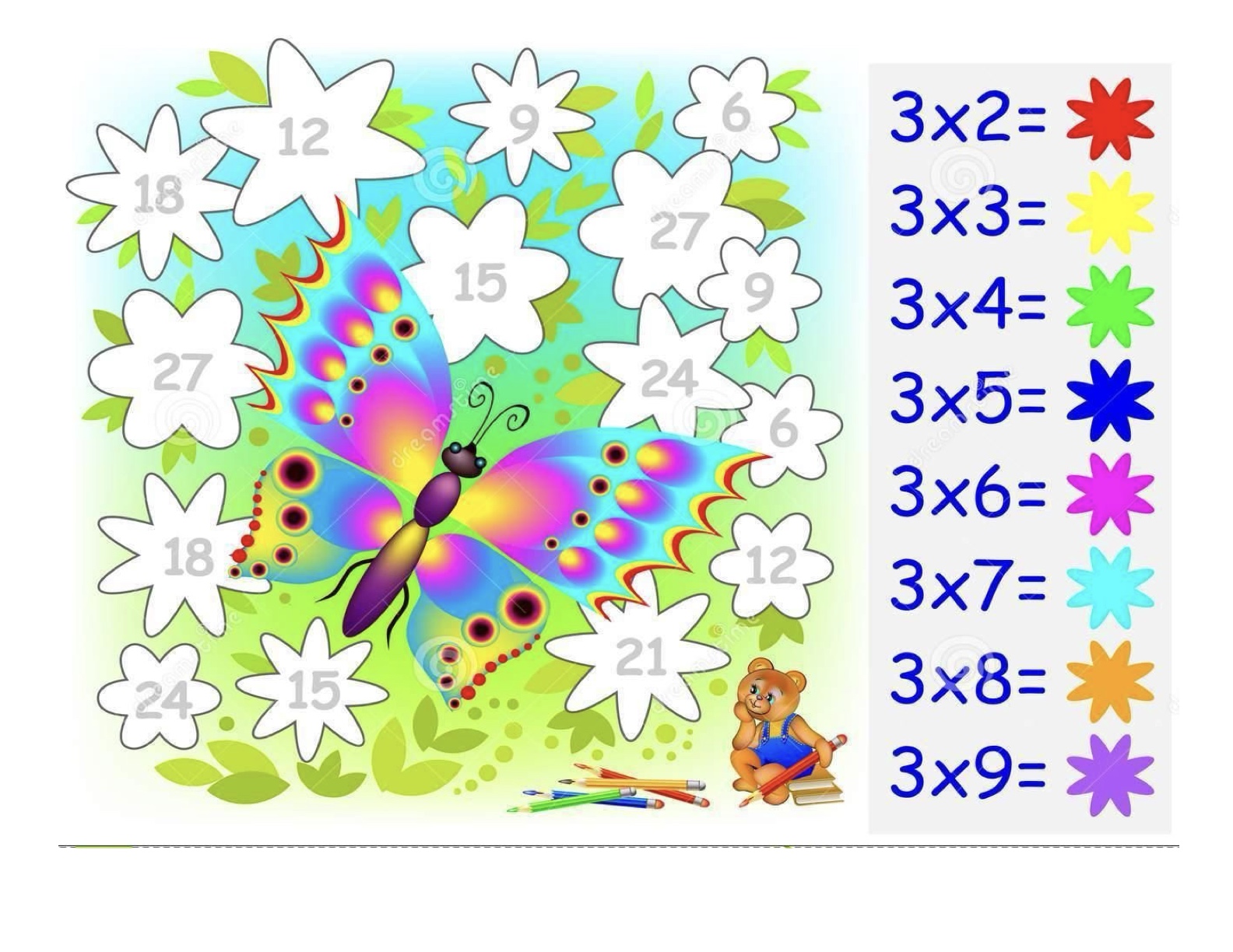 Folha de Atividade 24 - Atividades lúdicas de matemática: 4 operações resolva e pinte para imprimir para imprimir