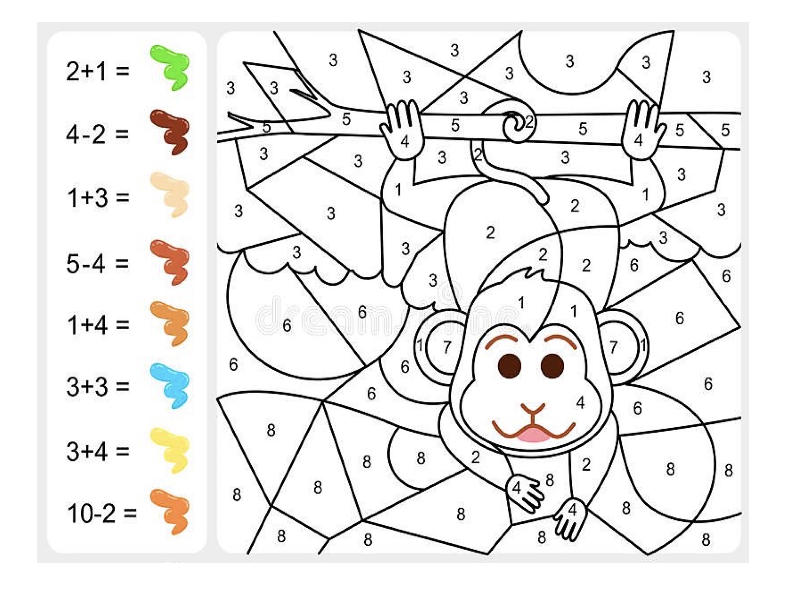 Folha de Atividade 46 - Atividades lúdicas de matemática: 4 operações resolva e pinte para imprimir para imprimir