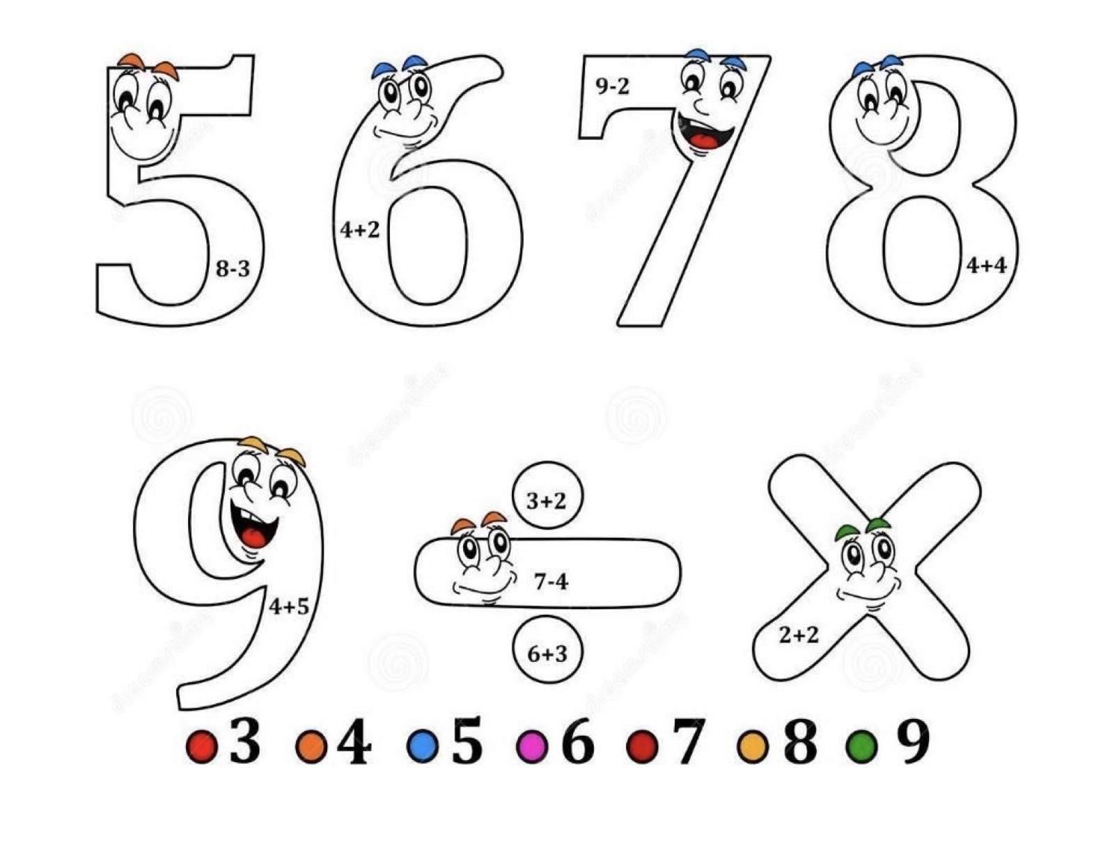 Folha de Atividade 53 - Atividades lúdicas de matemática: 4 operações resolva e pinte para imprimir para imprimir