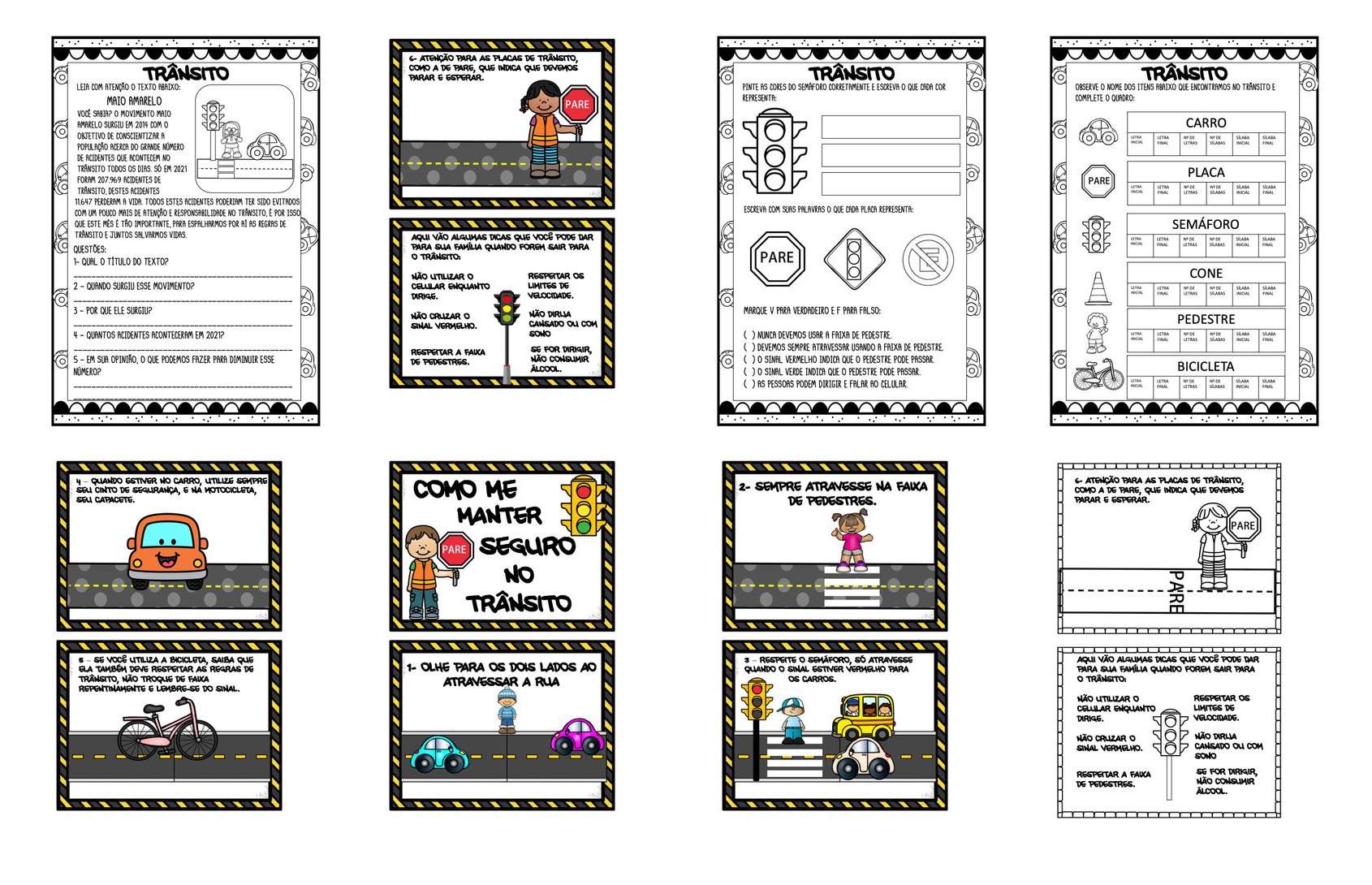 Cartazes educativos de segurança no trânsito para educação infantil para imprimir - Capa