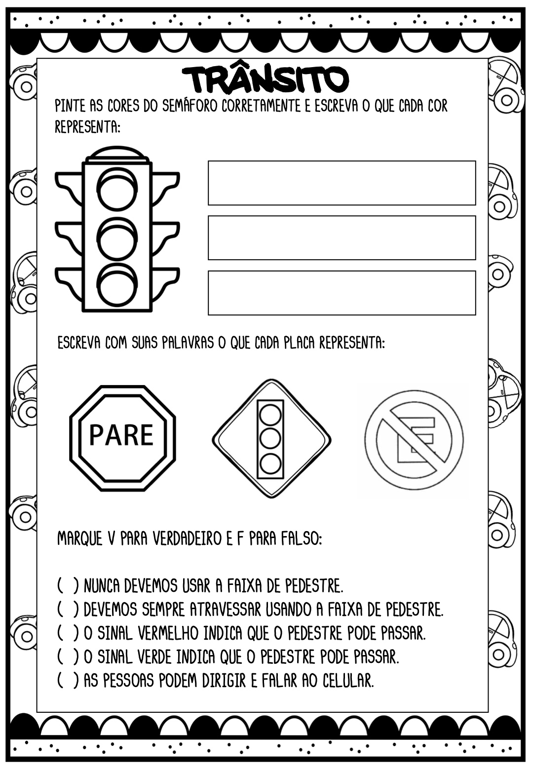 Cartaz de Trânsito 11 - Cartazes educativos de segurança no trânsito para educação infantil para imprimir para imprimir