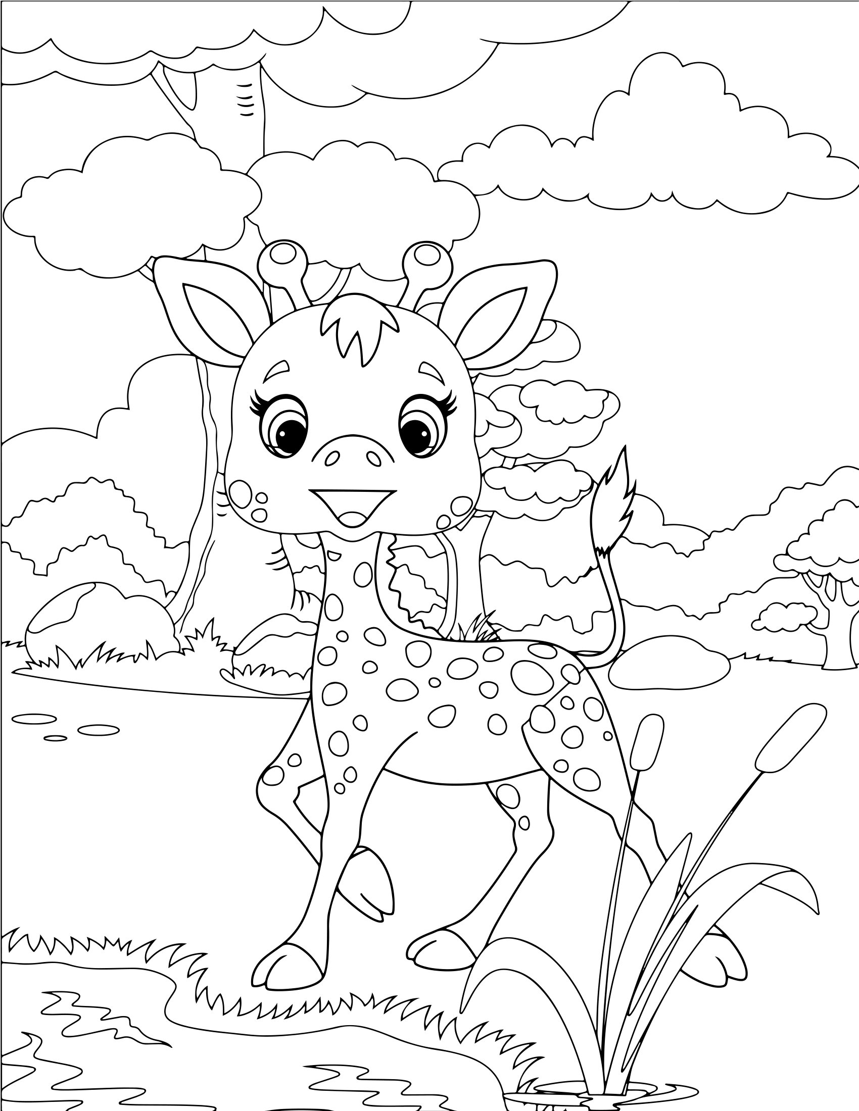 Molde 3 - Cute Animals Coloring Pages For Kids para imprimir